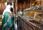 Патриаршее служение в день памяти преподобного Сергия Радонежского в Троице-Сергиевой Лавре.