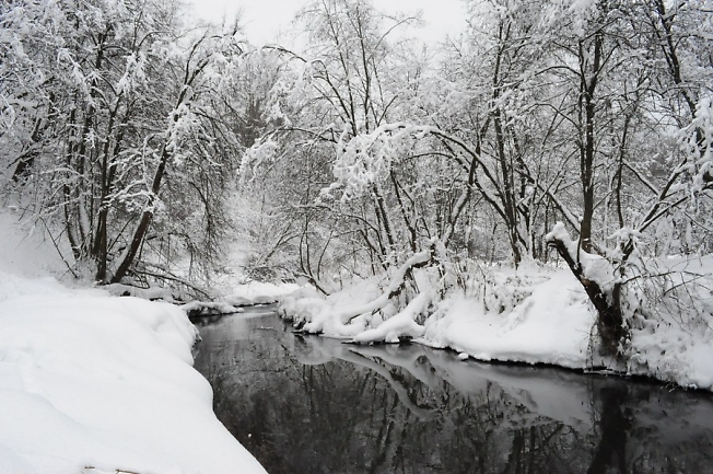 Зимняя река пасмурным днем
